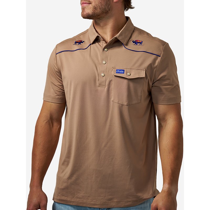 Burlebo Men's Peal Snap Performance Short Sleeve Polo Shirt