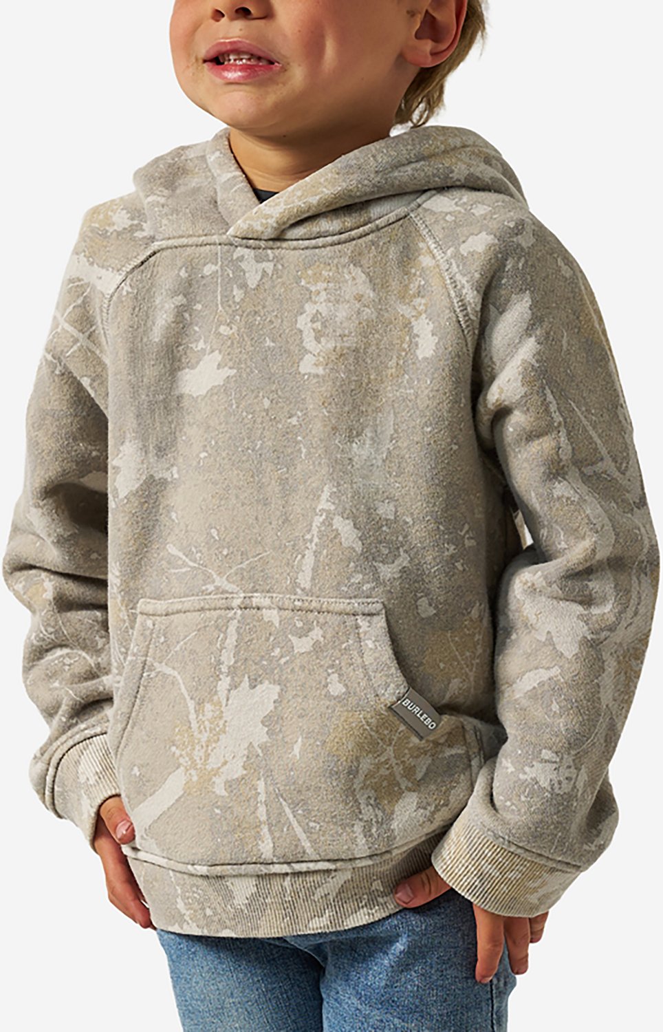 BURLEBO Boys' Vintage Washed Midland Camo Fleece Hoodie