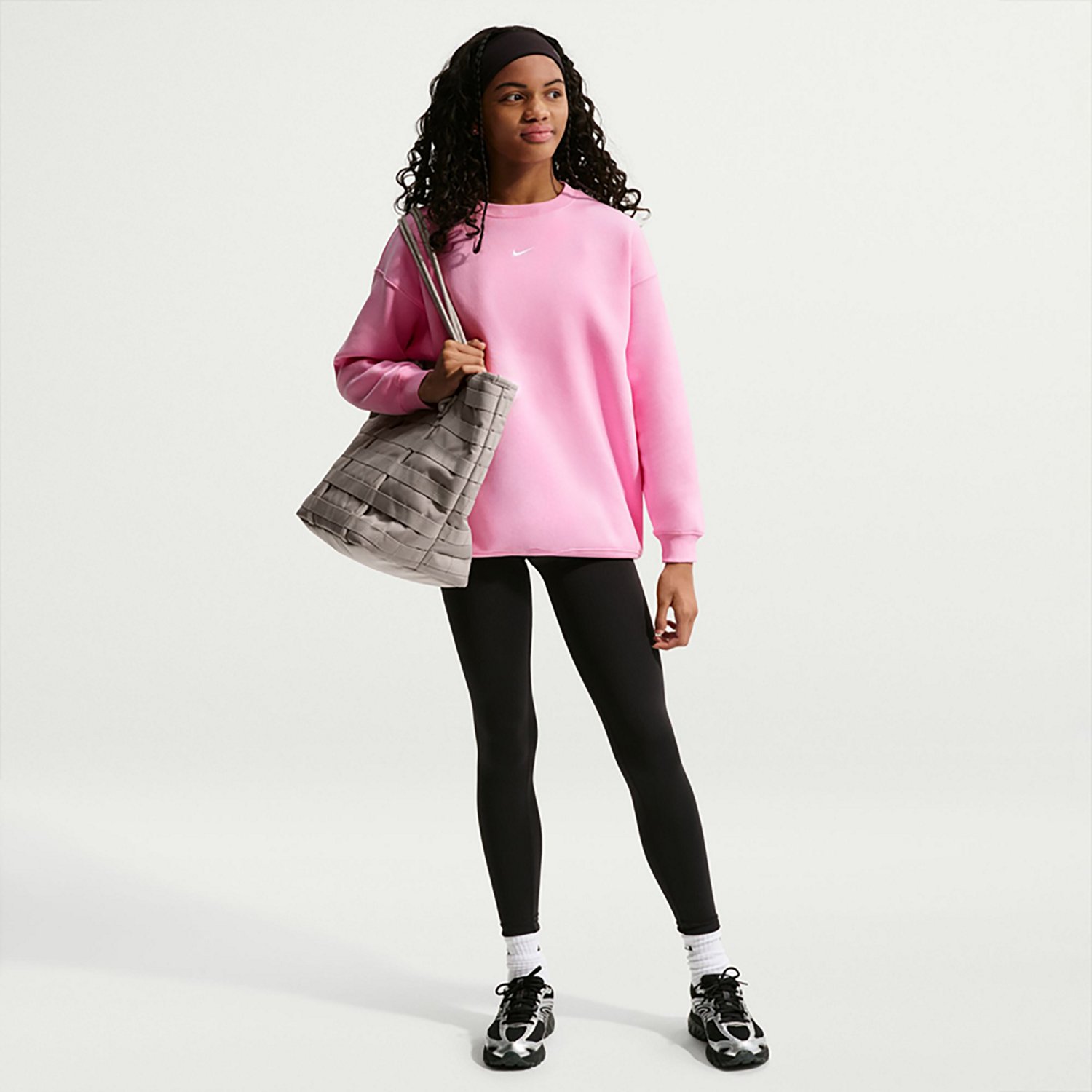 Nike Girls' Sportswear Studio Fleece Oversized Crewneck