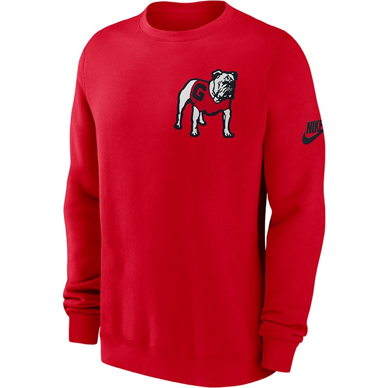 Nike Men's Georgia Bulldogs University Red Club Legacy Twill Crewneck Sweatshirt, XXL