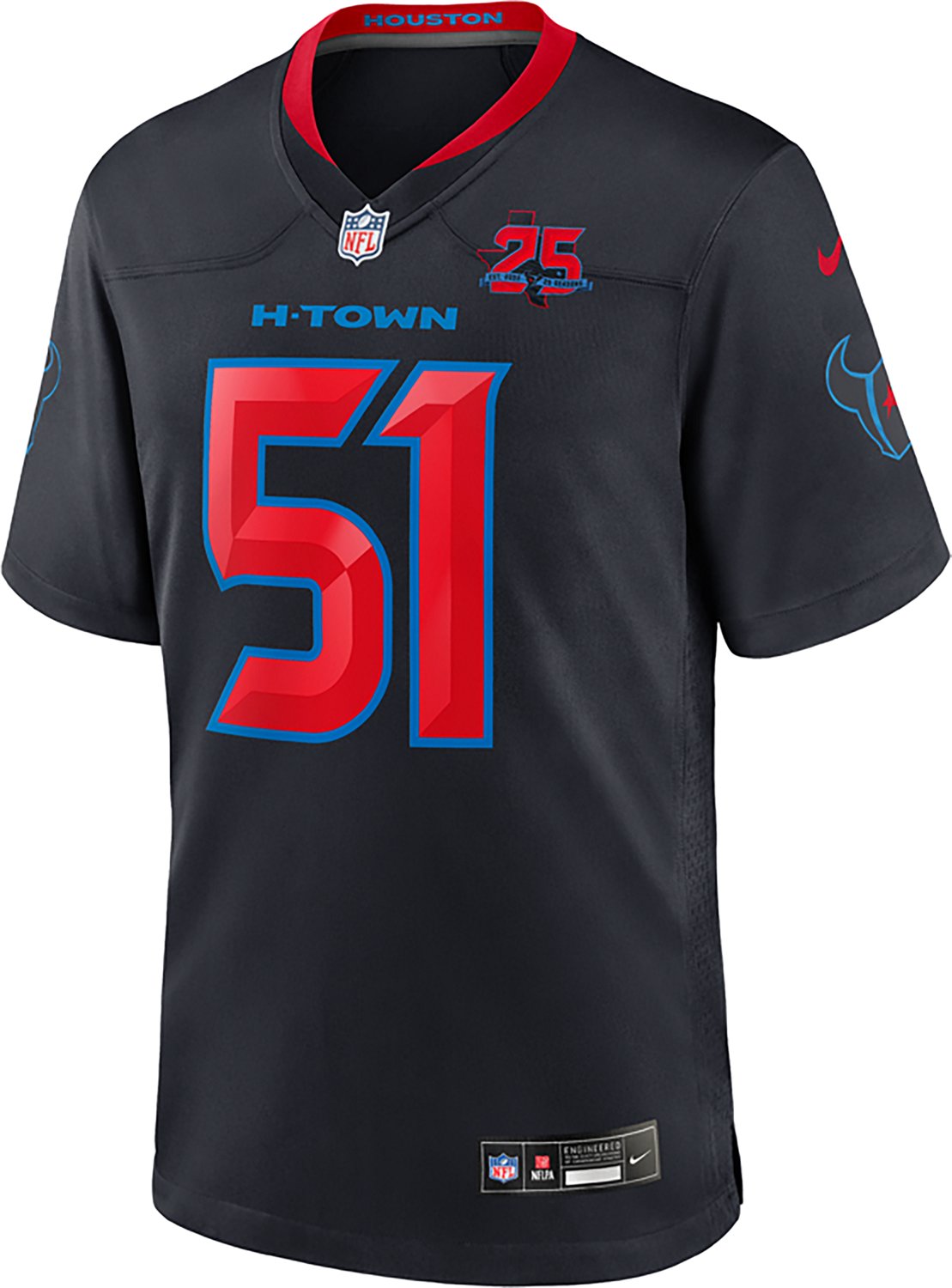 Nike Men's Houston Texans Will Anderson Jr #51 25th Anniversary Patch Game Jersey