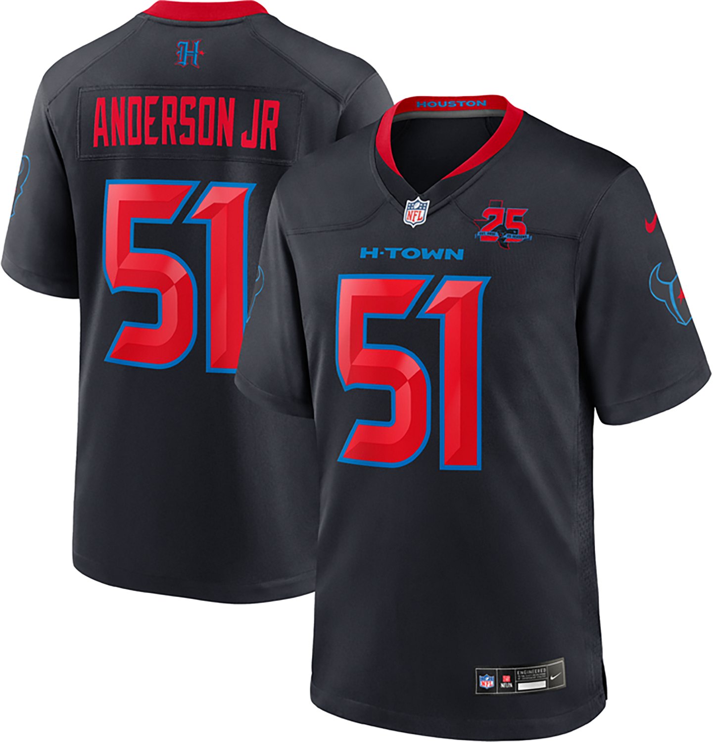 Nike Men's Houston Texans Will Anderson Jr #51 25th Anniversary Patch Game Jersey