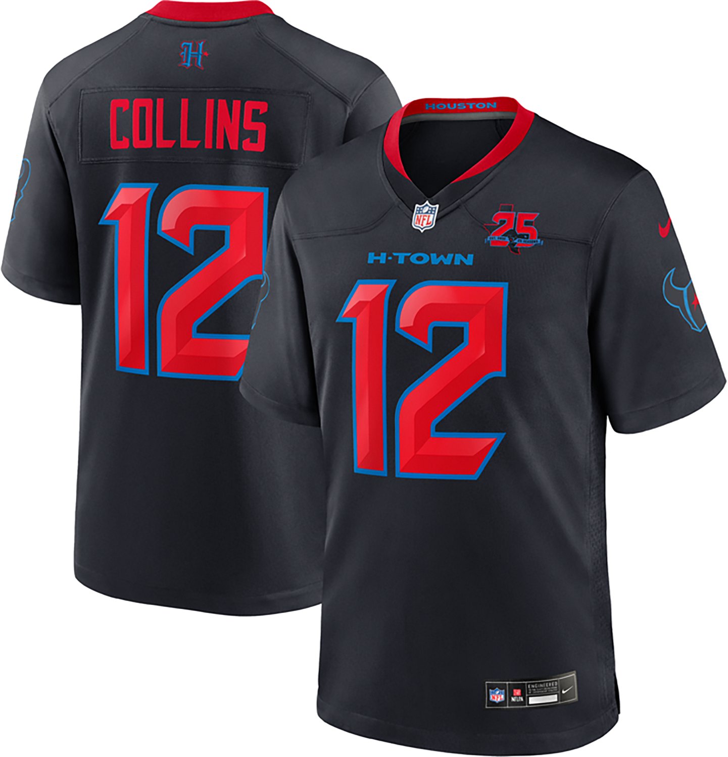 Nike Men's Houston Texans Nico Collins #12 25th Anniversary Patch Game Jersey