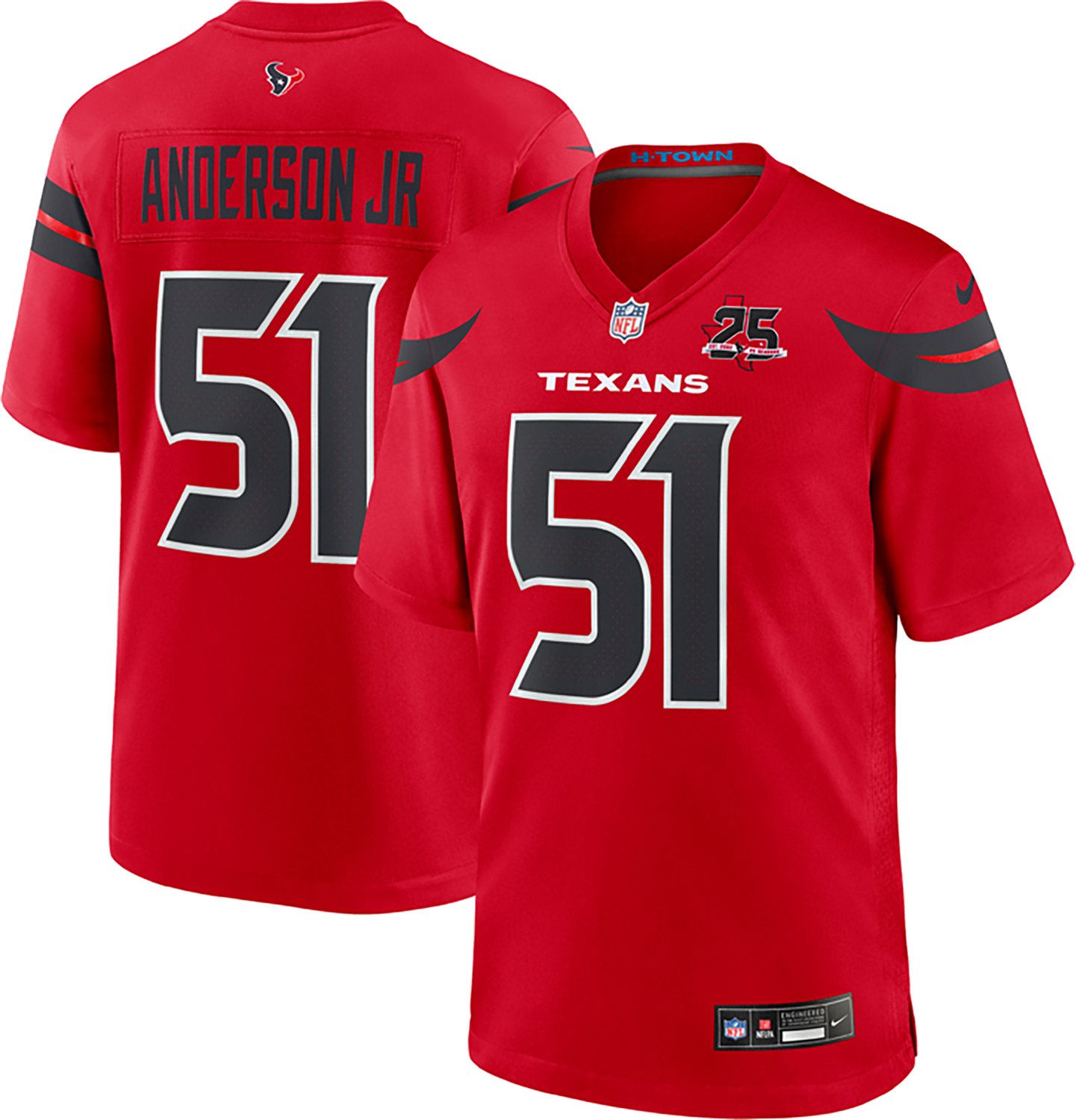Nike Men's Houston Texans Will Anderson Jr #51 25th Anniversary Patch Alt Game Jersey - view number 3