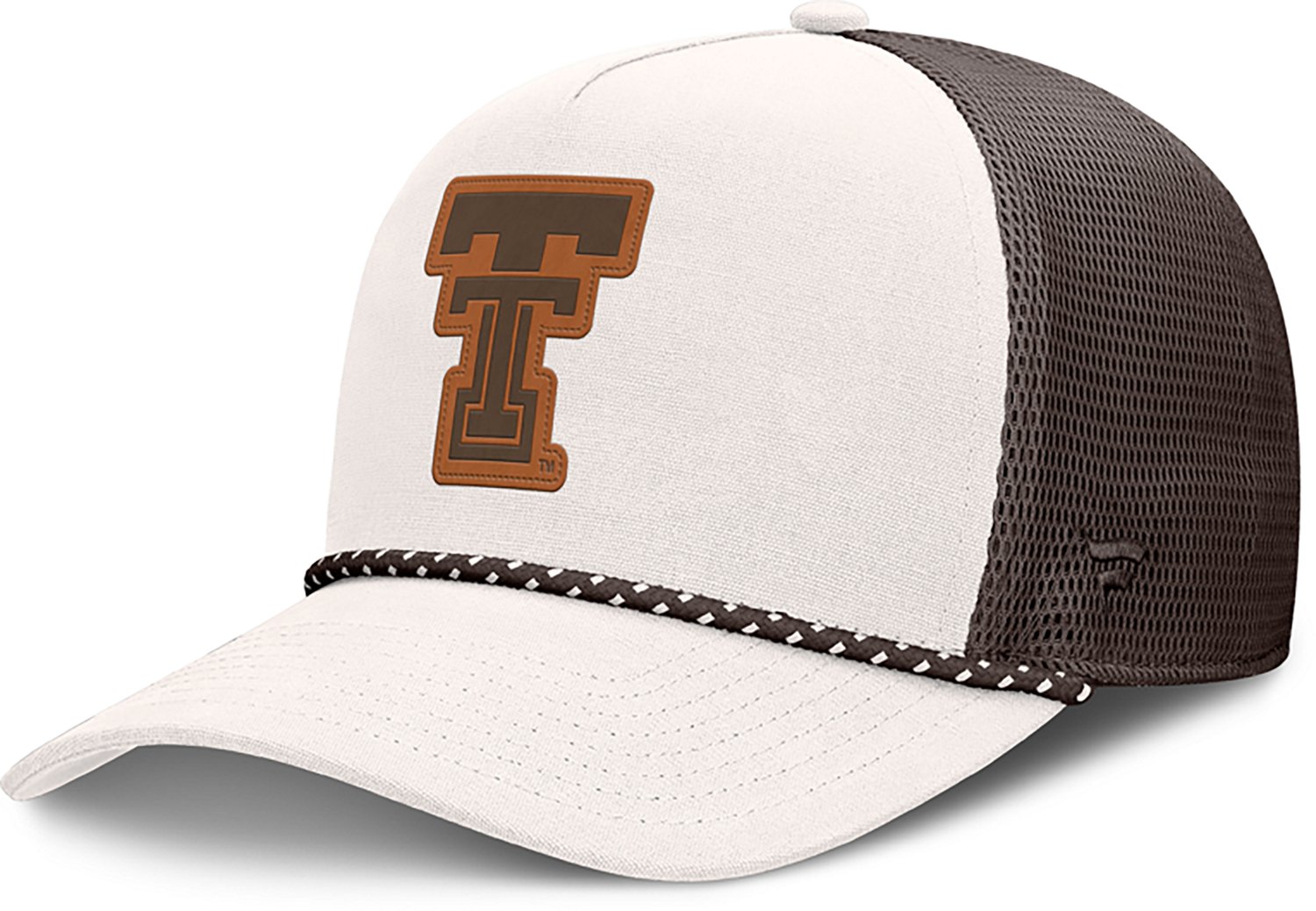 Fanatics Men's Texas Tech University Bronco Primary Logo Leather Patch Rope Cap