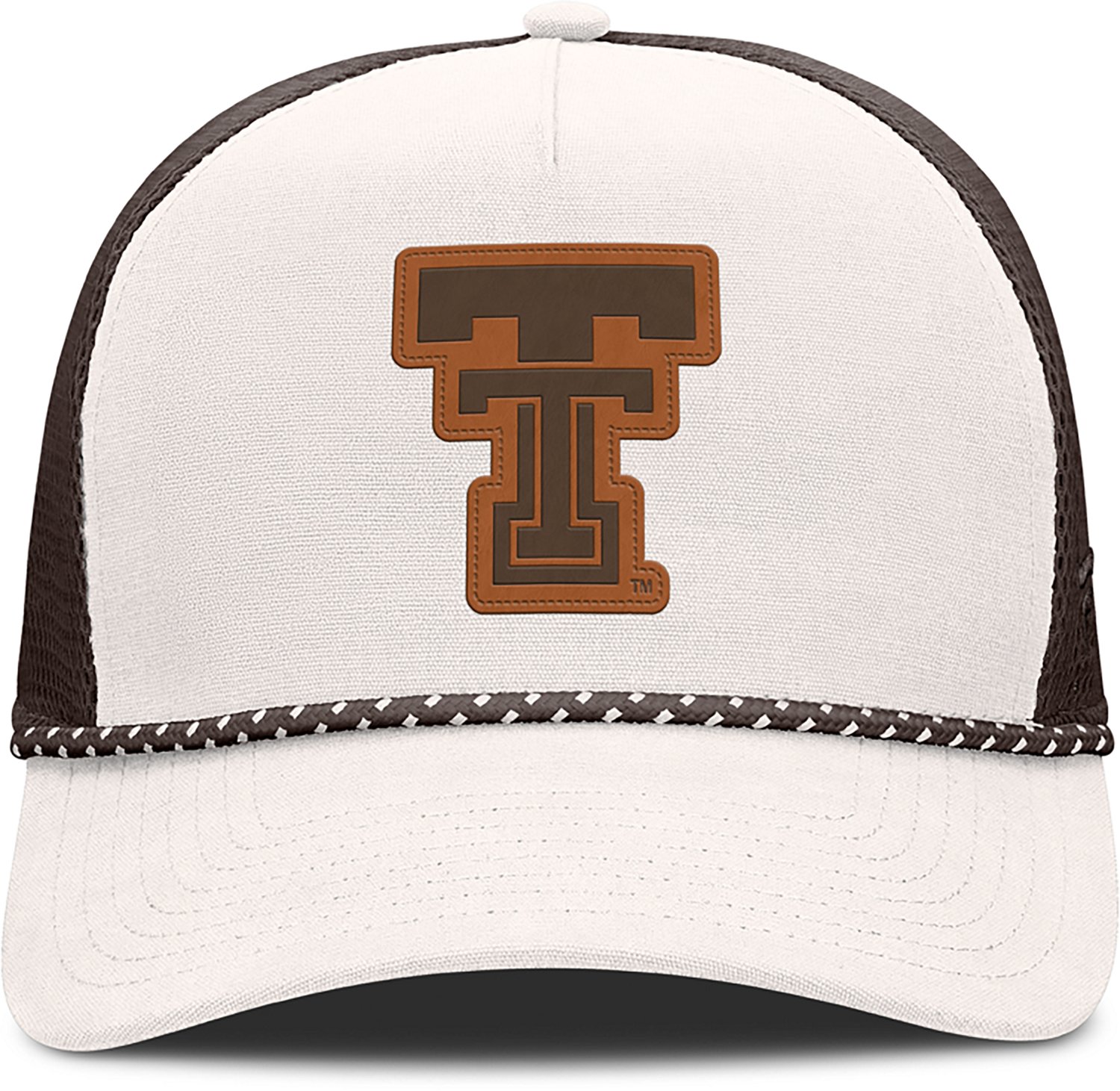 Fanatics Men's Texas Tech University Bronco Primary Logo Leather Patch Rope Cap