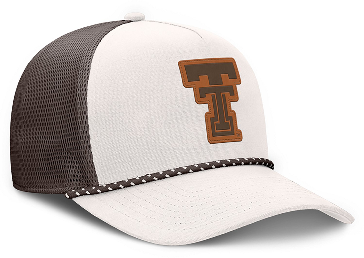 Fanatics Men's Texas Tech University Bronco Primary Logo Leather Patch Rope Cap