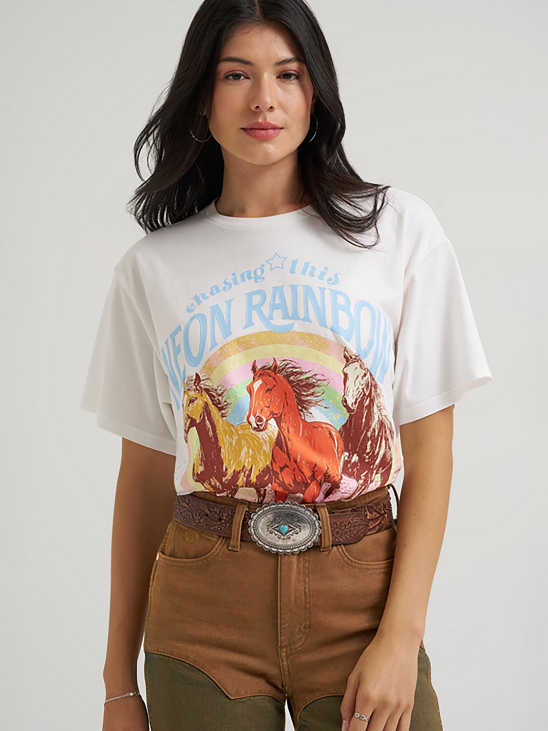 Wrangler Women's Lainey Wilson Neon Rainbow Girlfriend T-shirt