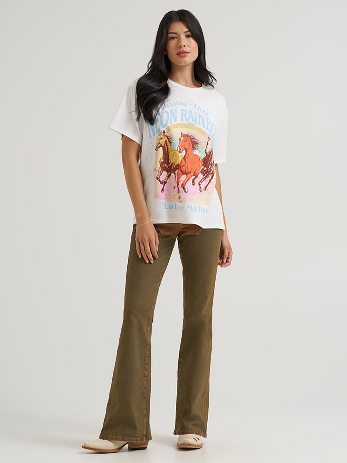 Wrangler Women's Lainey Wilson Neon Rainbow Girlfriend T-shirt - view number 3