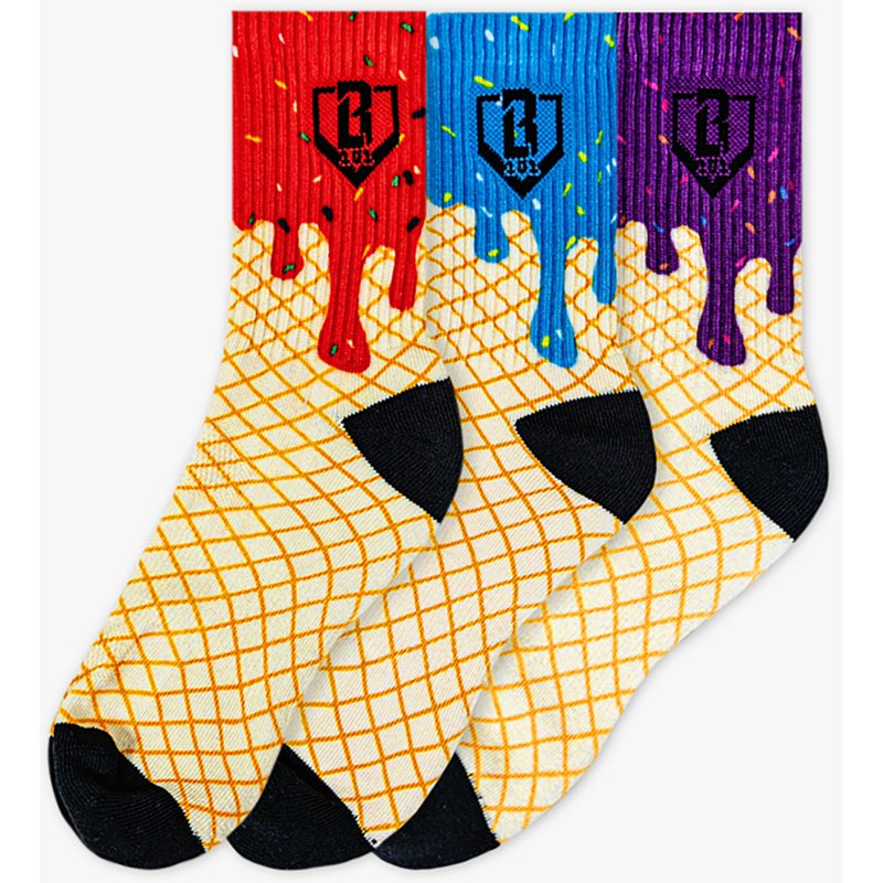 Baseball Lifestyle 101 Ice Cream Galaxy Performance Socks - 3 Pack, Men's, Medium