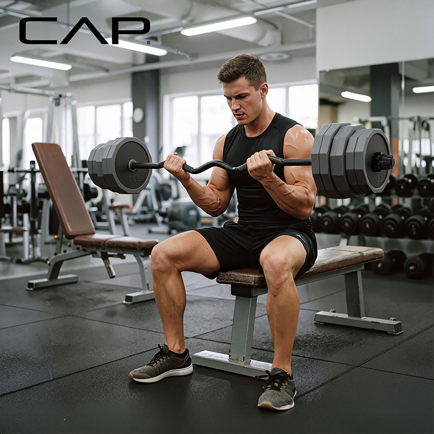 CAP Barbell 100 lb Adjustable EZ Curl Barbell Weight Set - view number 7