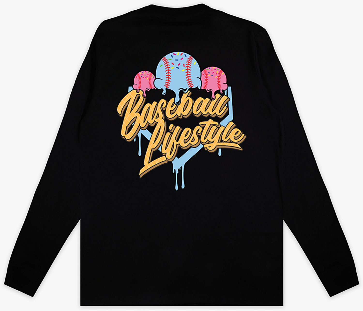 Baseball Lifestyle 101 Youth Ice Cream Long Sleeve T-Shirt - view number 2