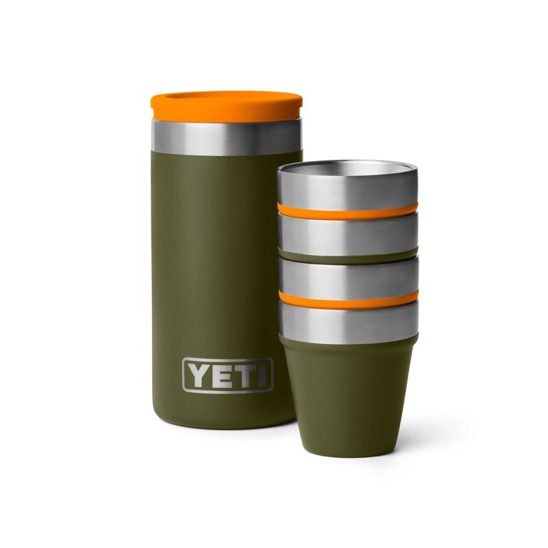 YETI Shot Glasses and Carrying Case - Olive/King Crab Orange