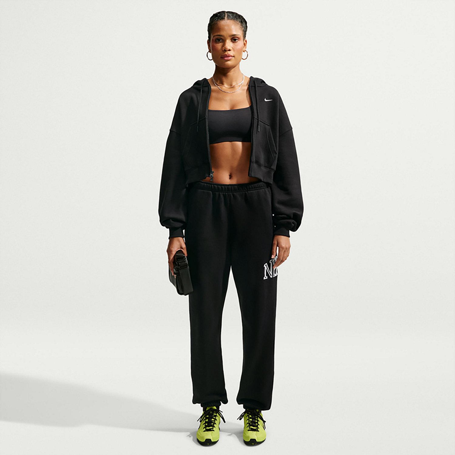 Nike Women's Sportswear Studio Fleece Oversized Cropped Full-Zip Hoodie
