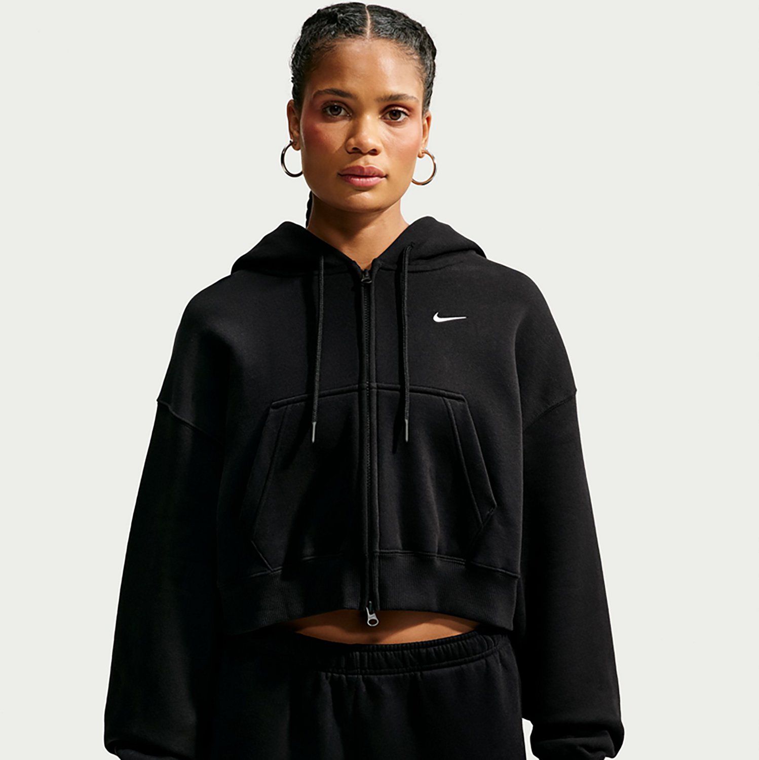 Nike Women's Sportswear Studio Fleece Oversized Cropped Full-Zip Hoodie - view number 3