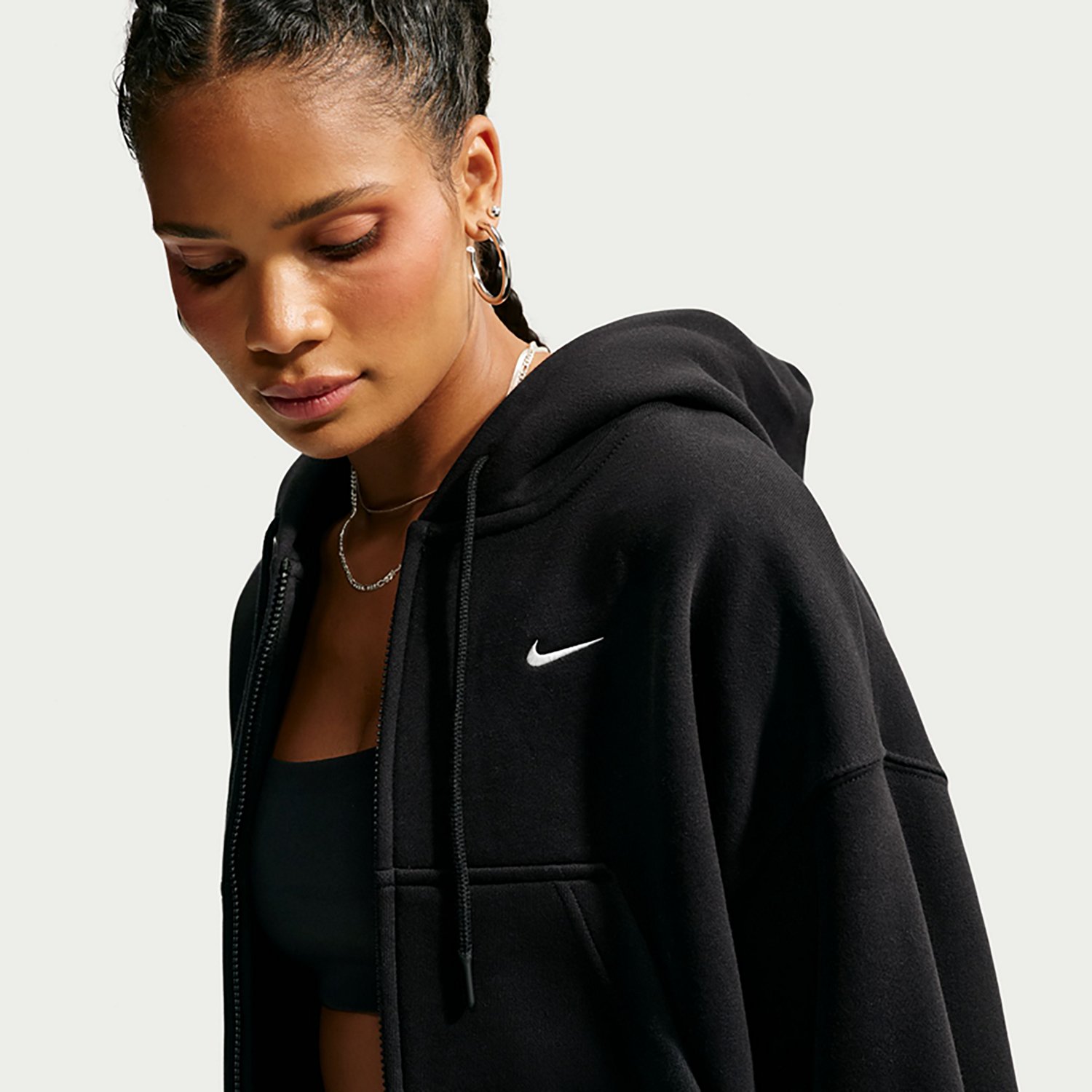 Nike Women's Sportswear Studio Fleece Oversized Cropped Full-Zip Hoodie - view number 5