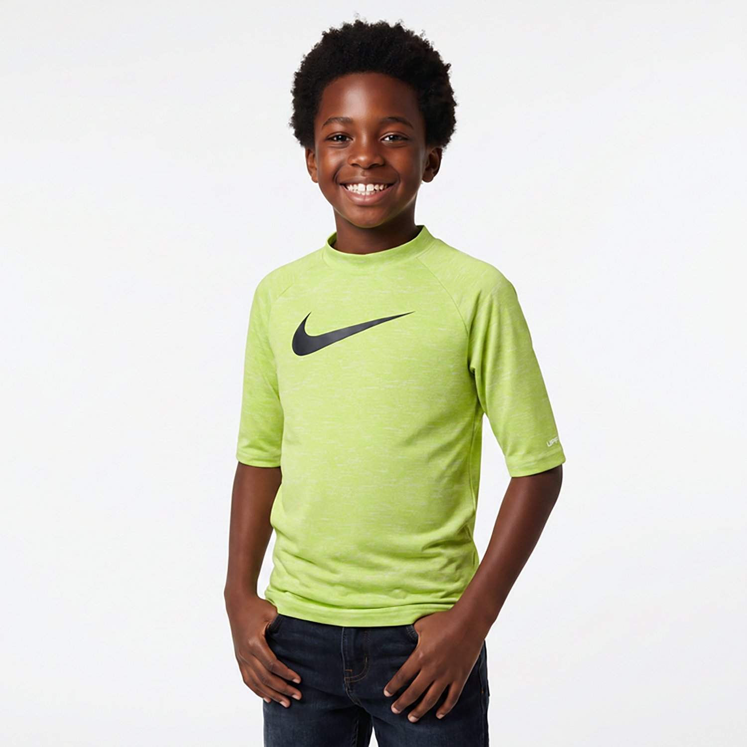 Nike Boys' Heather Short Sleeve Hydroguard Rash Guard