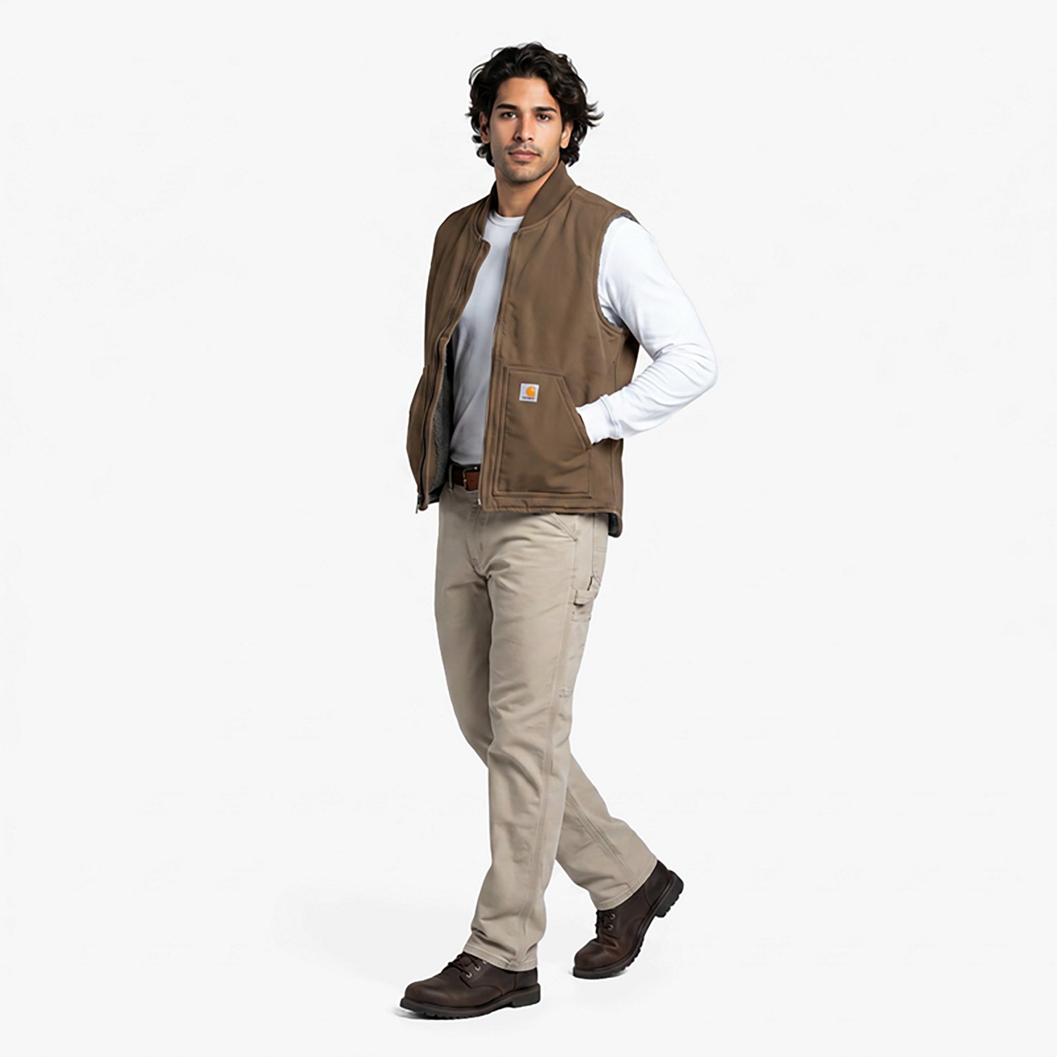 Carhartt Men's Relaxed Fit Washed Duck Sherpa-Lined Vest - view number 3