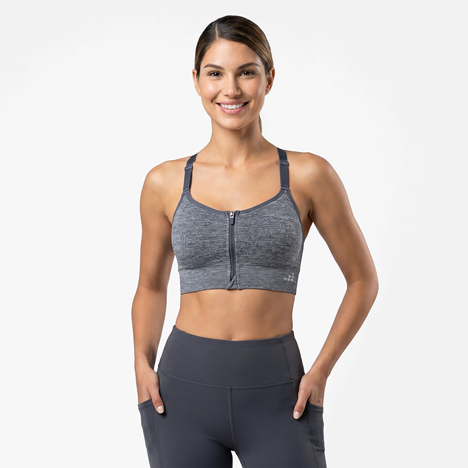 BCG Women's Mid Seamless Molded Zip Front Bra - view number 2