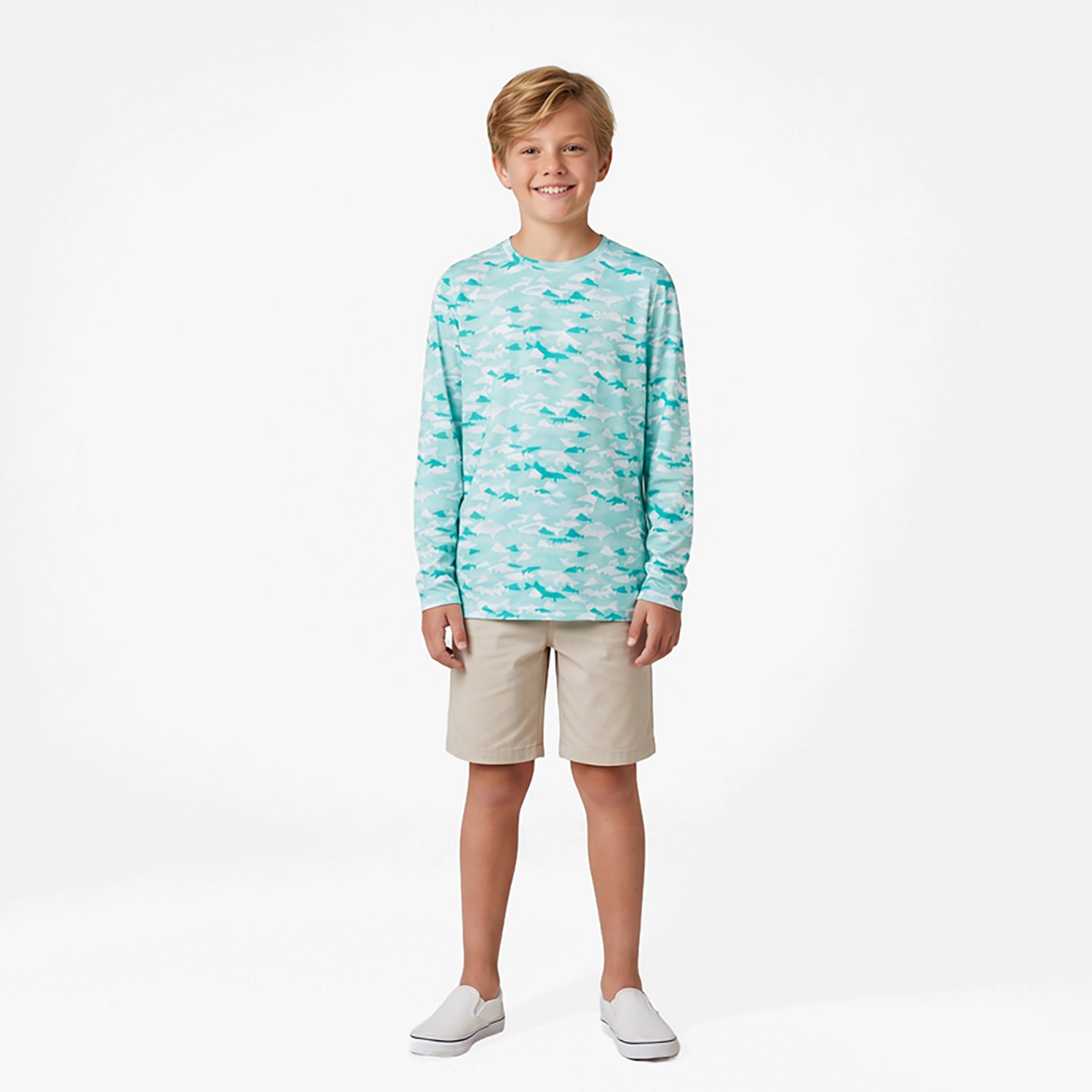 Magellan Outdoors Boys' Fish Camo Crew Long Sleeve T-shirt