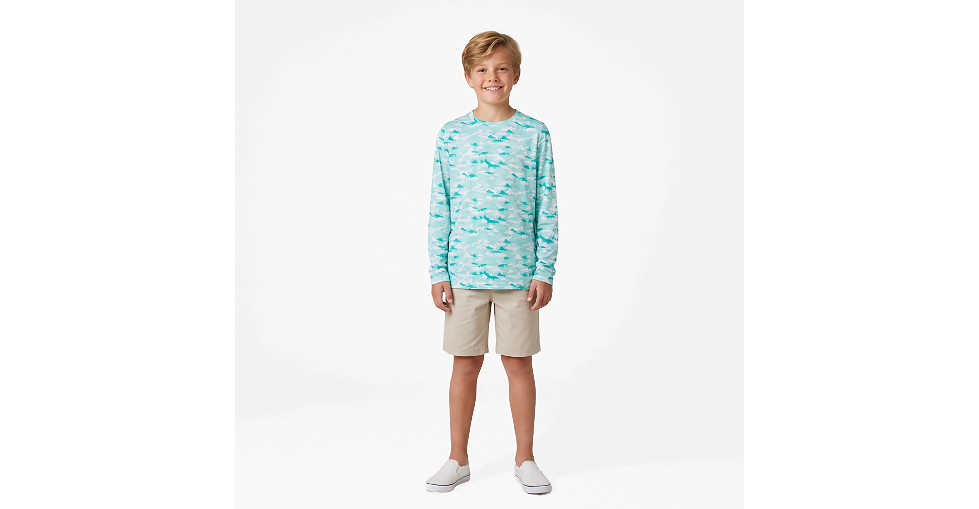 Magellan Outdoors Boys' Fish Camo Crew Long Sleeve T-shirt