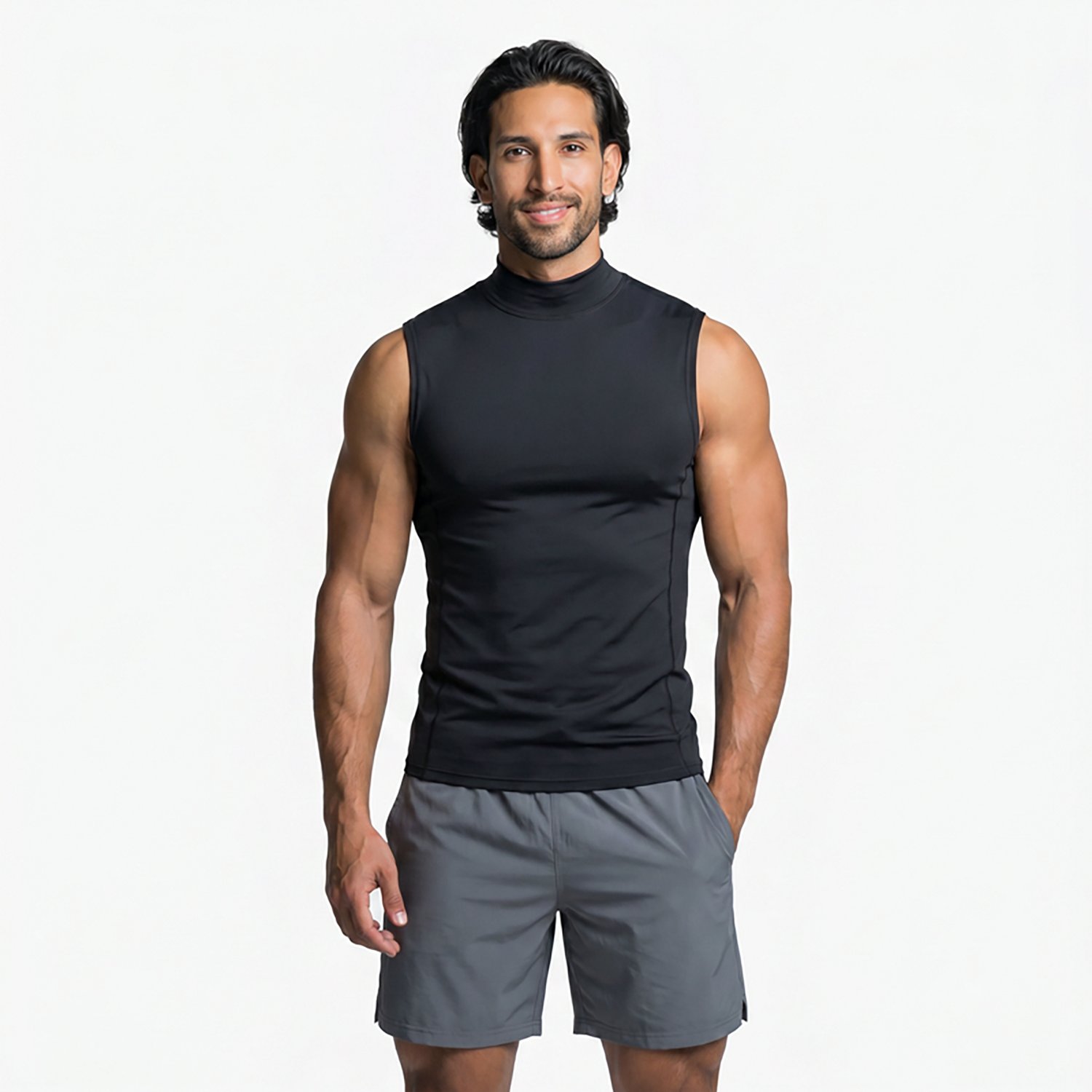BCG Men's Compression Mesh Mock Neck Sleeveless Top - view number 2