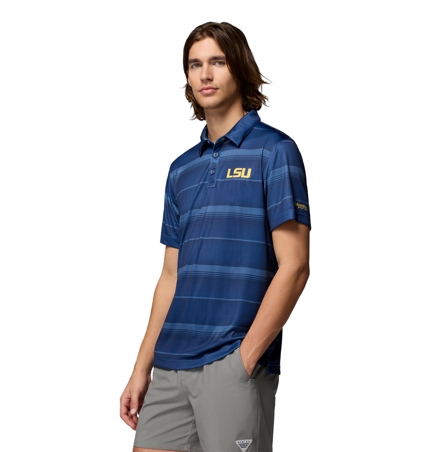 Columbia Sportswear Men’s Louisiana State University Tigers Super Terminal Tackle Polo Shirt