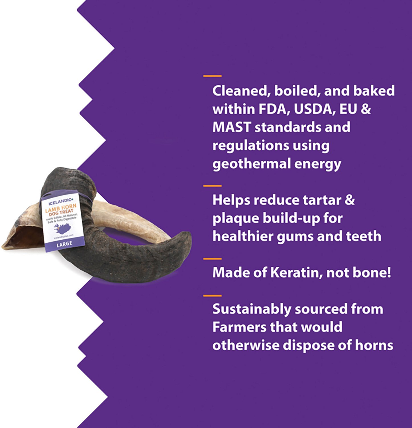 Icelandic+ Lamb Horn Large 7 in. Dog Chews 12-Pack