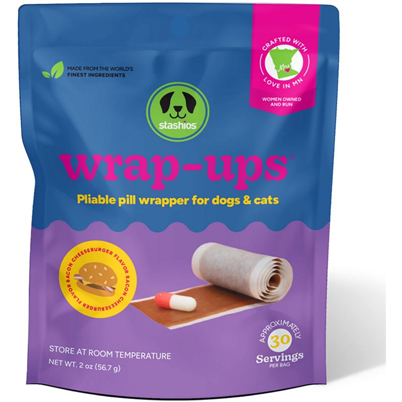 Stashios Wrap-Ups Pill Wrapper for Dogs & Cats, Bacon Cheeseburger 2.5 oz Flavor