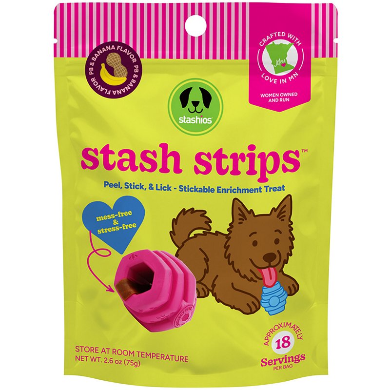 850060573170 Stash Strips Peanut Butter Banana Flavor Stickable Enrichment Treat for Dog & Cat - 18 Servings