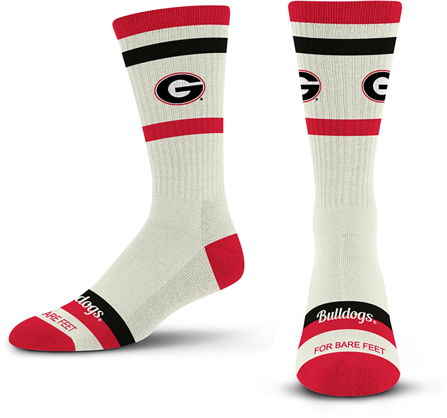 For Bare Feet Adults' Georgia Bulldogs Stripe Fame Crew Socks