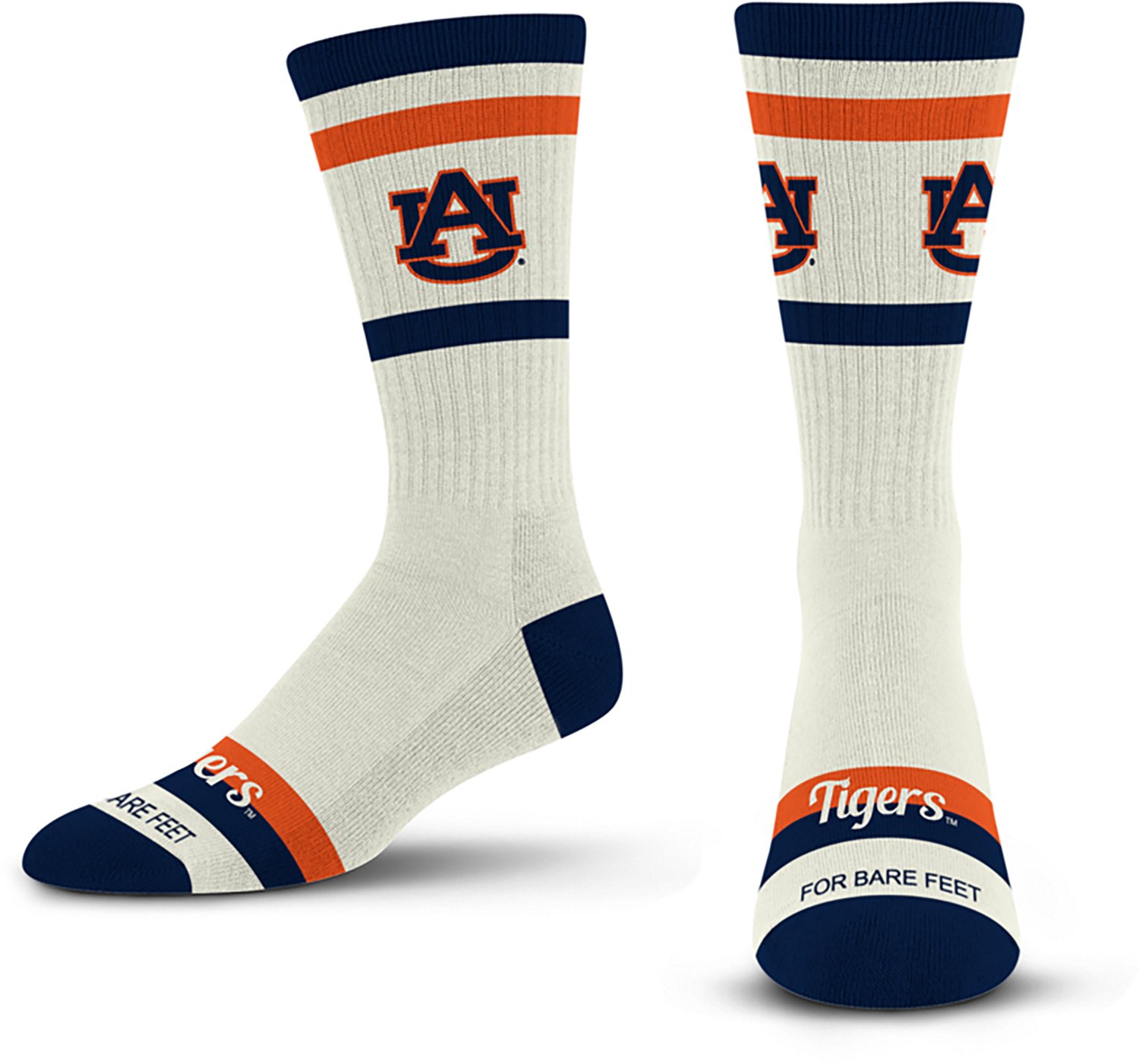 For Bare Feet Adults' Auburn Tigers Stripe Fame Crew Socks