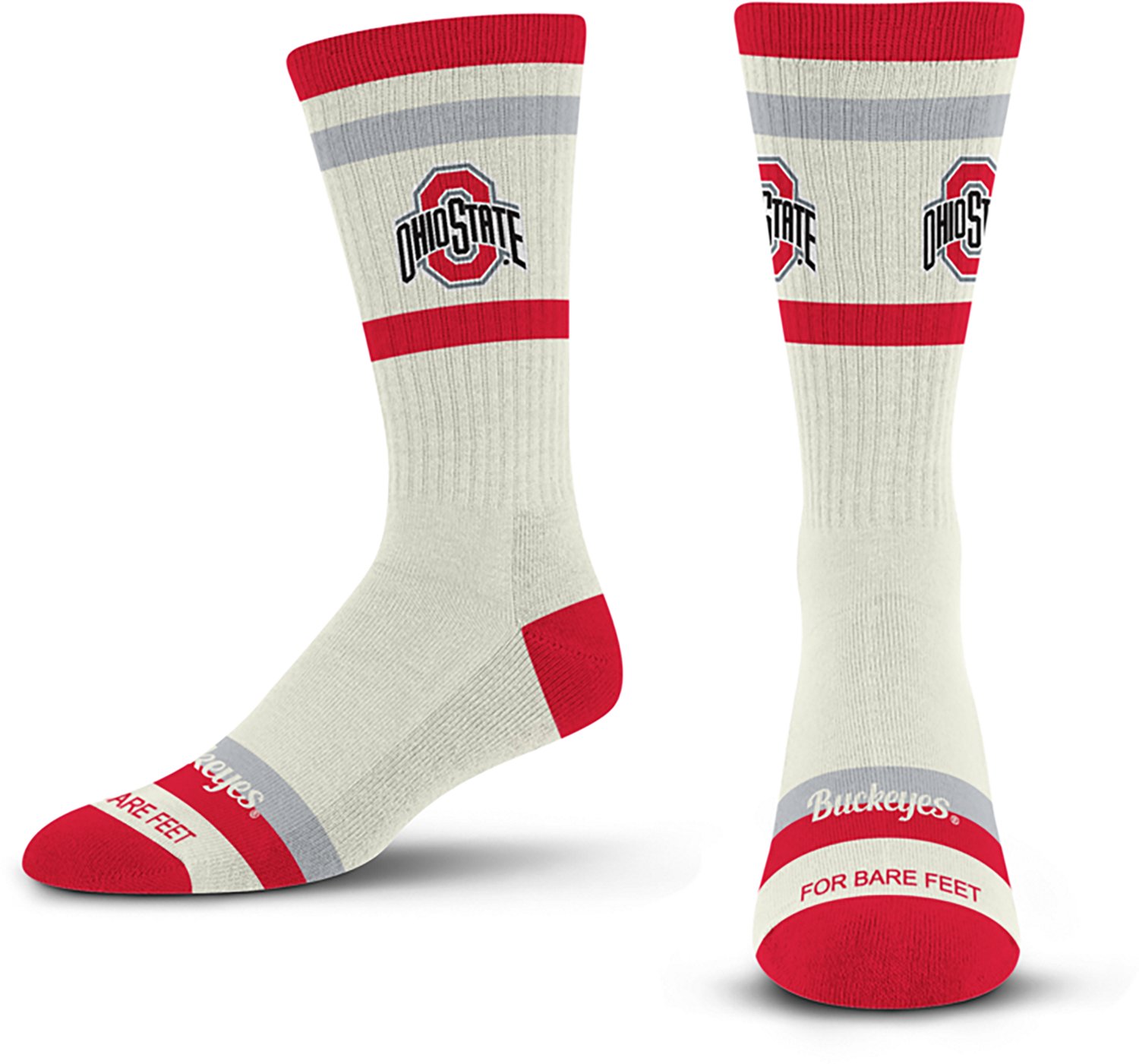 For Bare Feet Adults' Ohio State Buckeyes Stripe Fame Crew Socks