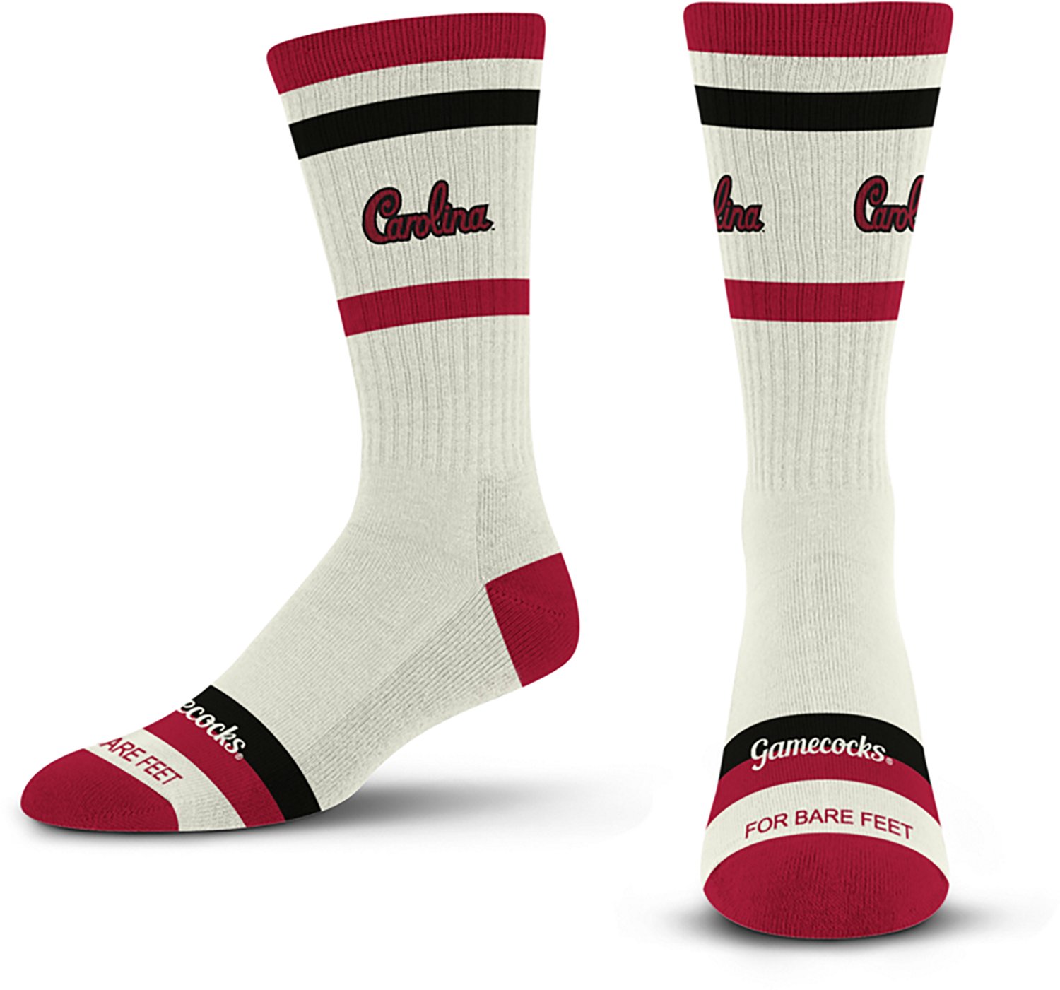 For Bare Feet Adults' South Carolina Gamecocks Stripe Fame Crew Socks