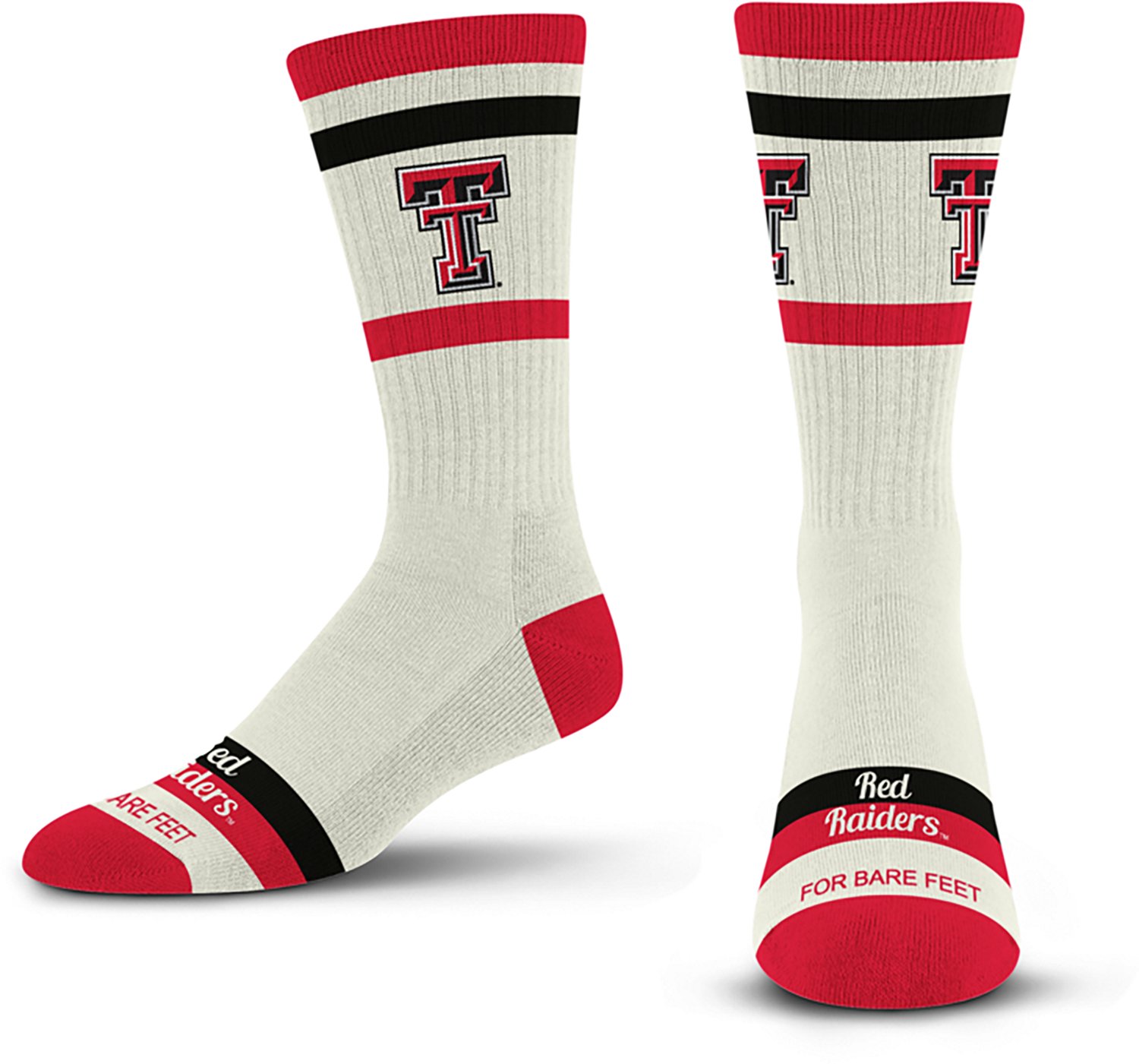 For Bare Feet Adults' Texas Tech Red Raiders Stripe Fame Crew Socks