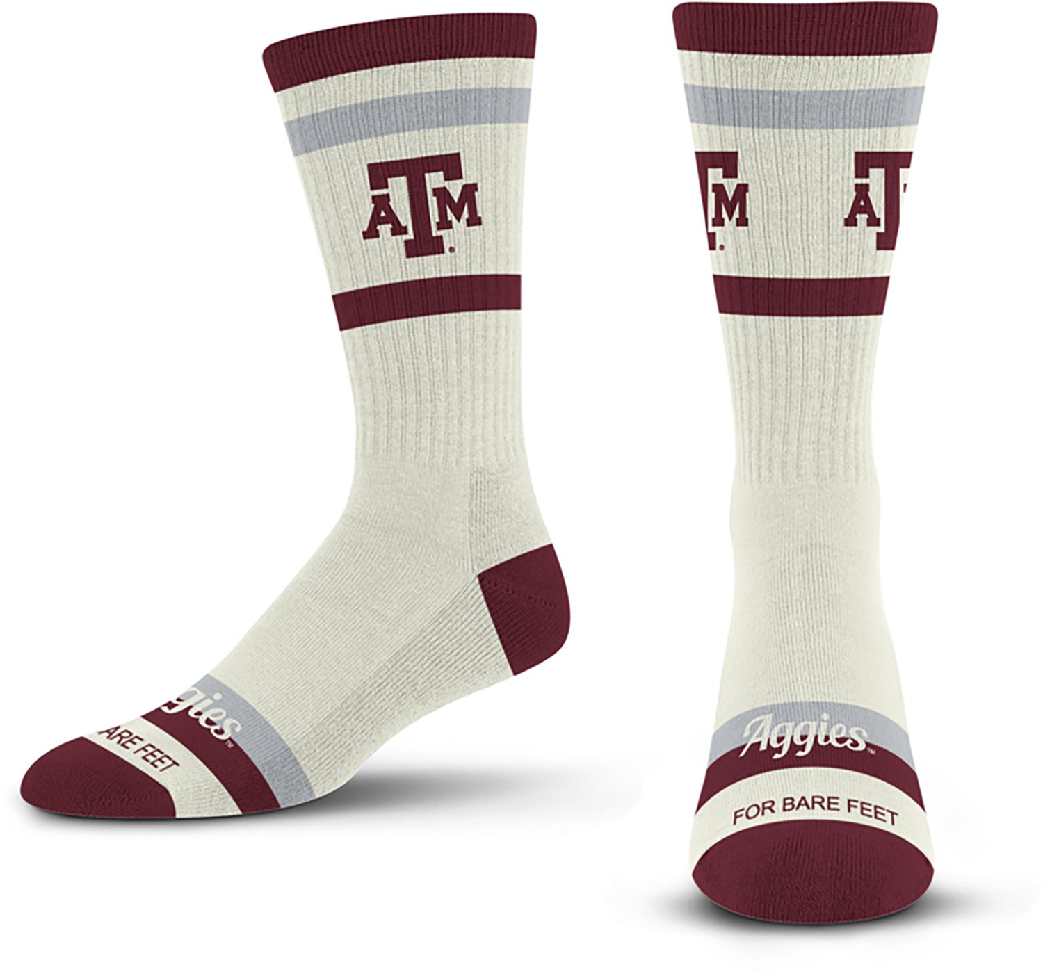 For Bare Feet Adults' Texas A&M Aggies Stripe Fame Crew Socks