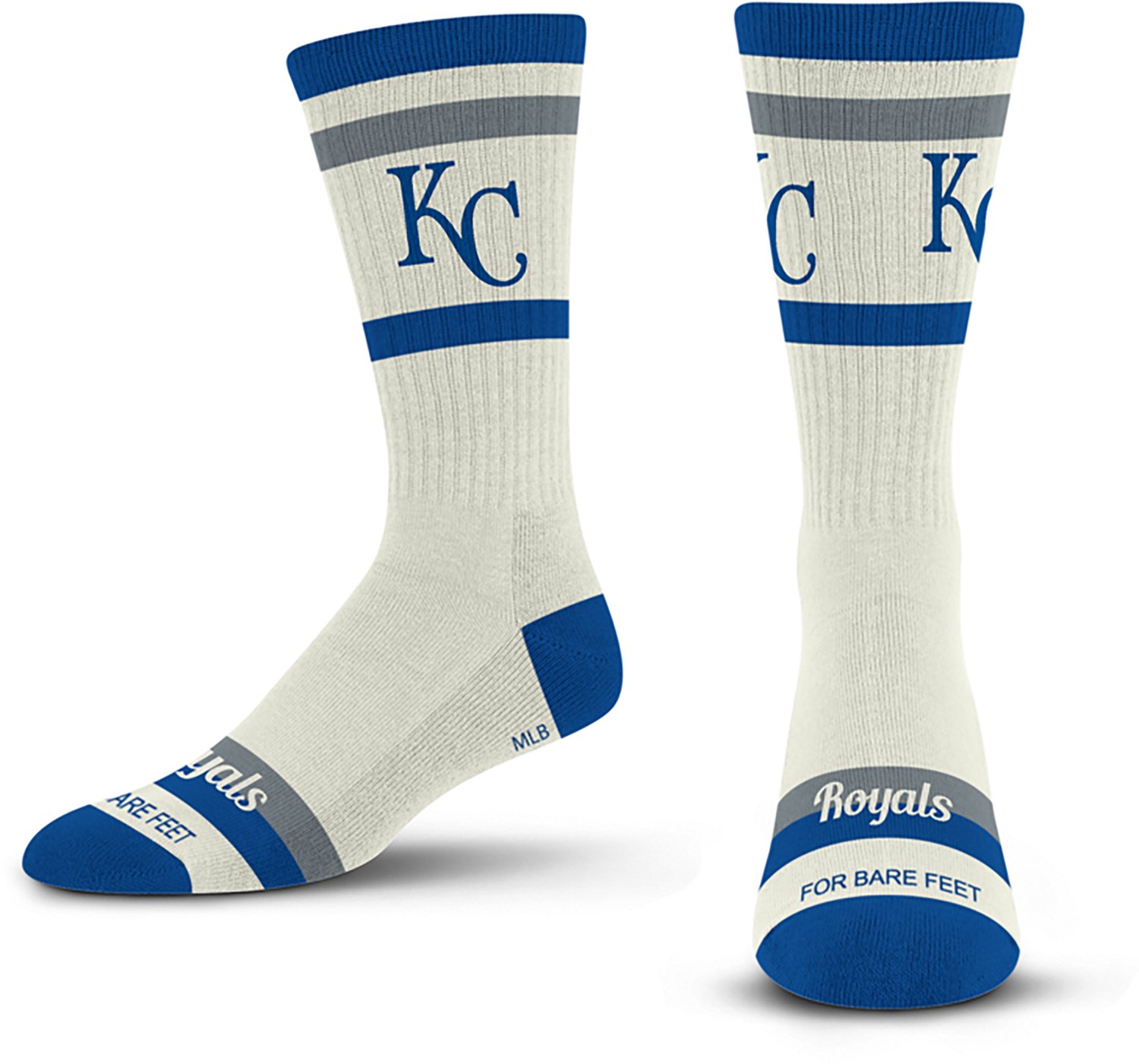 For Bare Feet Adults' Kansas City Royals Stripe Fame Crew Socks