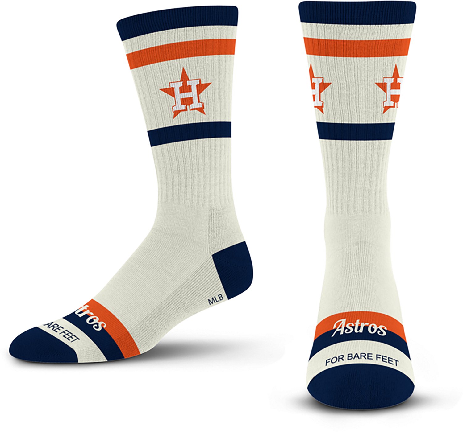 For Bare Feet Adults' Houston Astros Stripe Fame Crew Socks