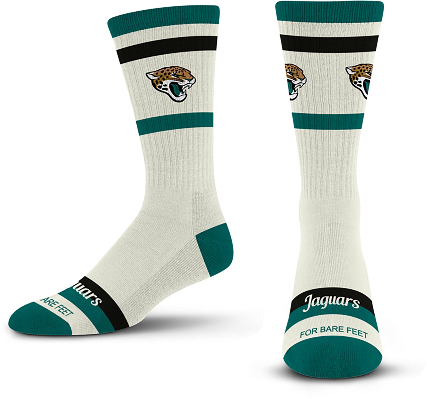 For Bare Feet Adults' Jacksonville Jaguars Stripe Fame Crew Socks