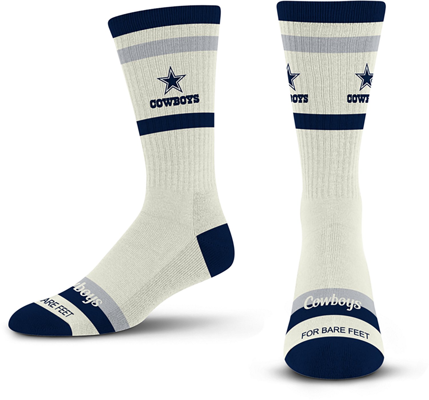 For Bare Feet Adults' Dallas Cowboys Stripe Fame Crew Socks