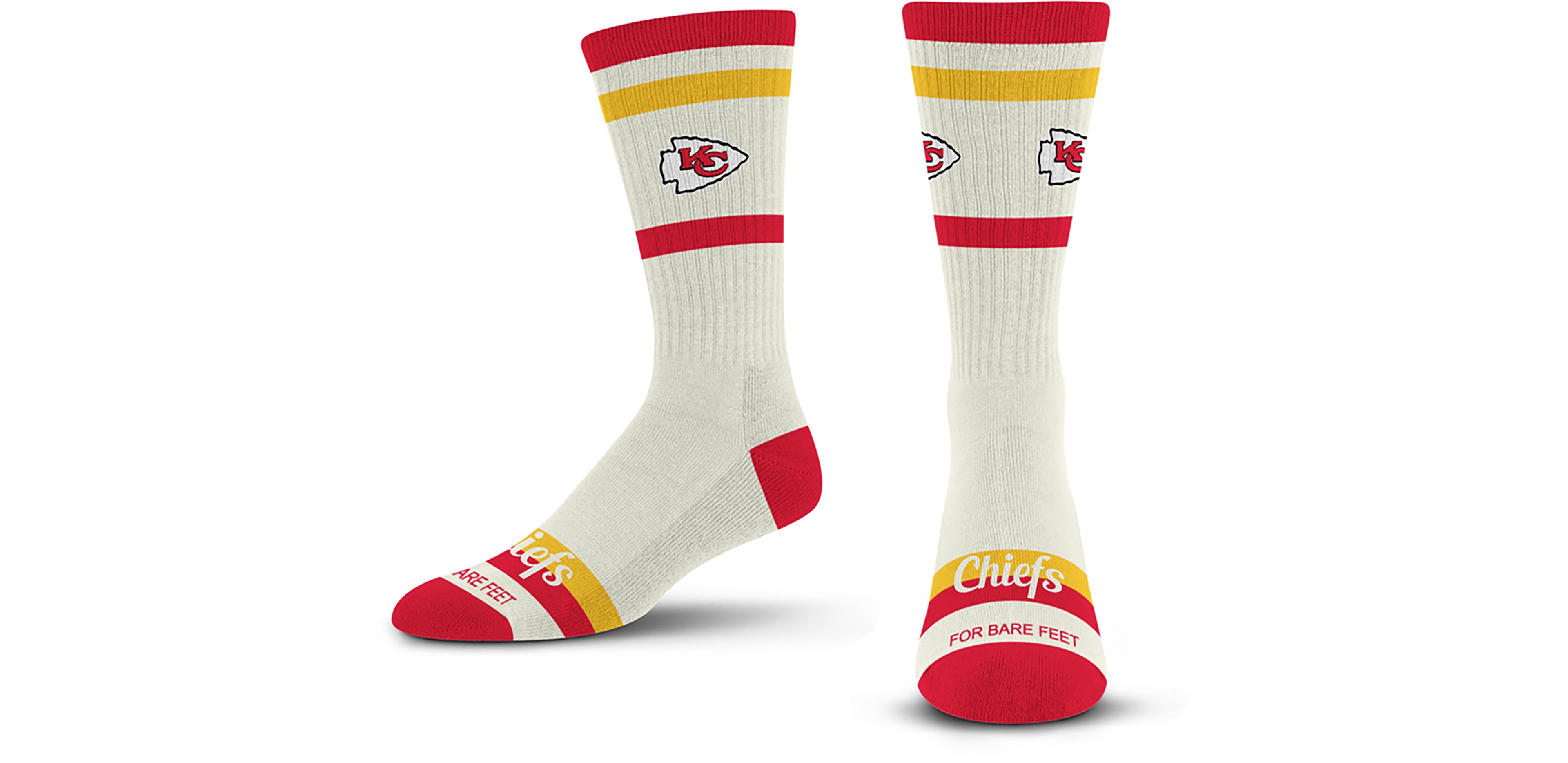 For Bare Feet Adults' Kansas City Chiefs Stripe Fame Crew Socks