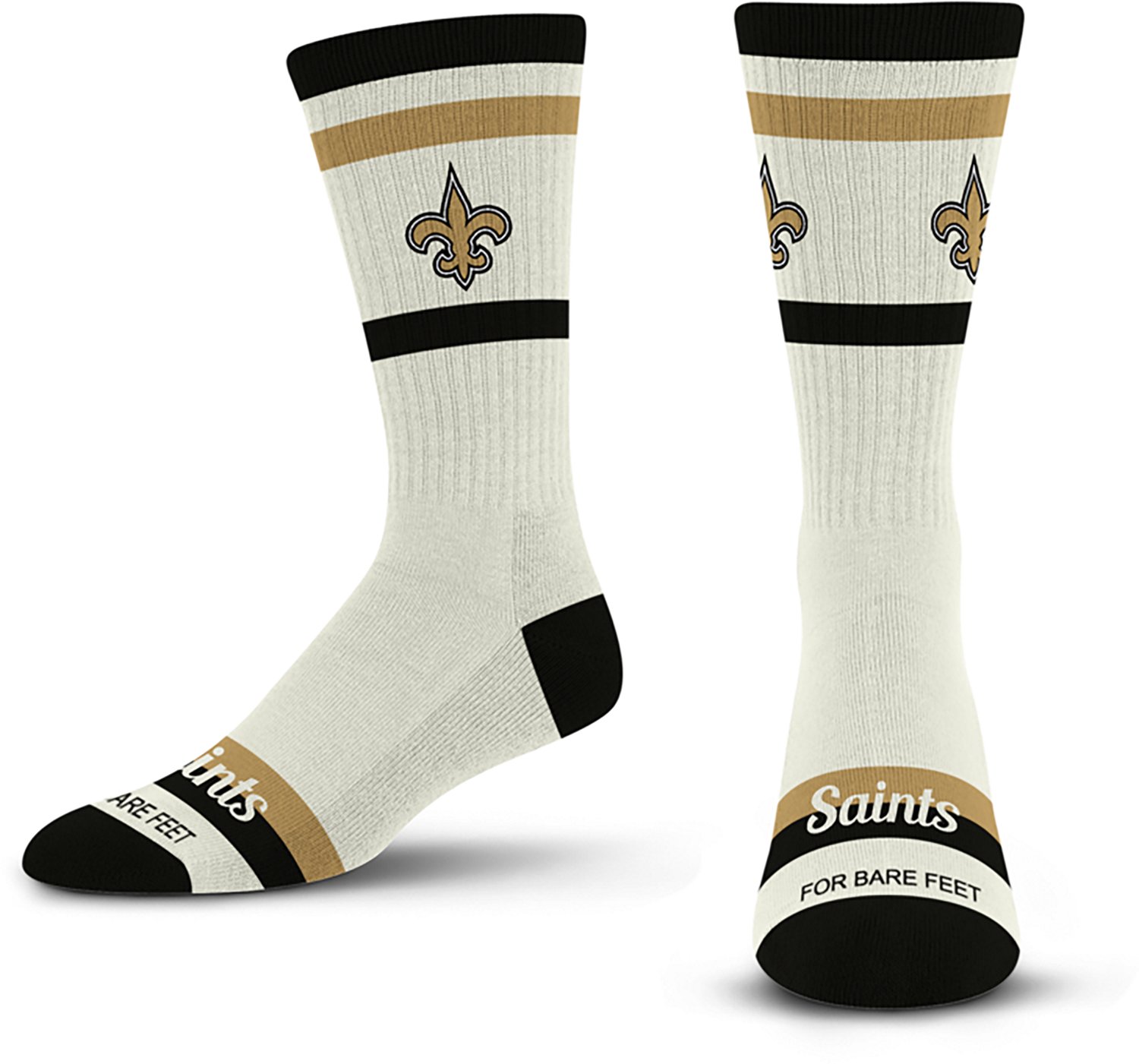 For Bare Feet Adults' New Orleans Saints Stripe Fame Crew Socks