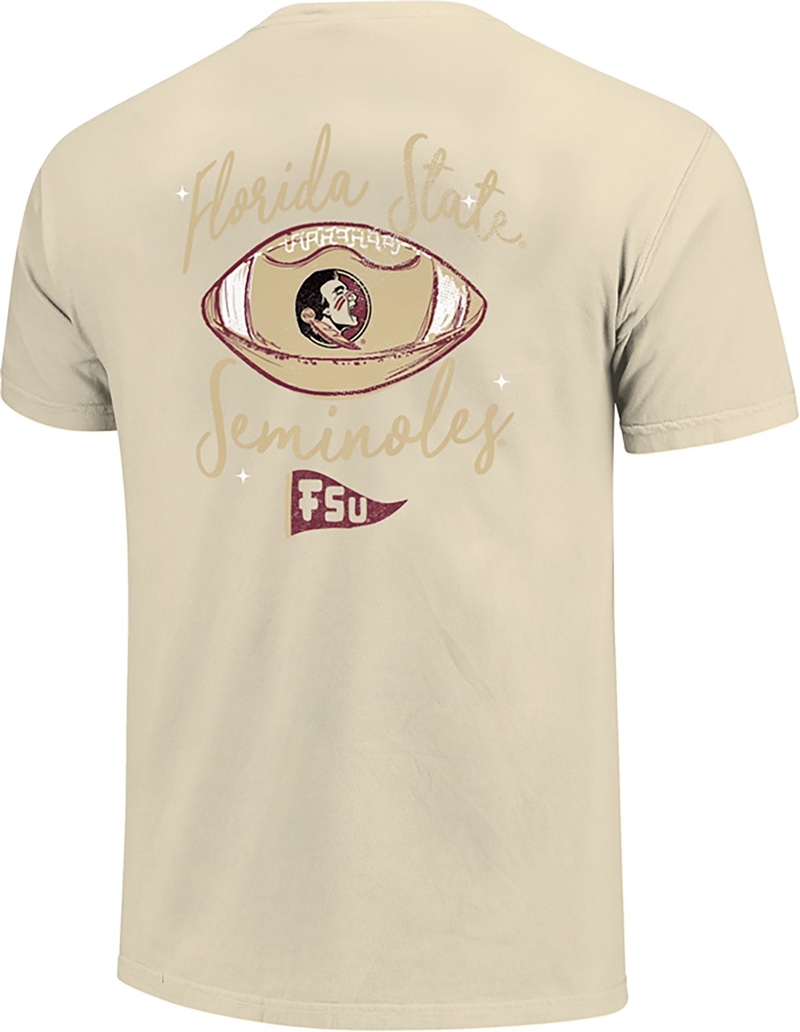 Image One Women's Florida State University Football Sketch Script Comfort Colors Short Sleeve T-shirt