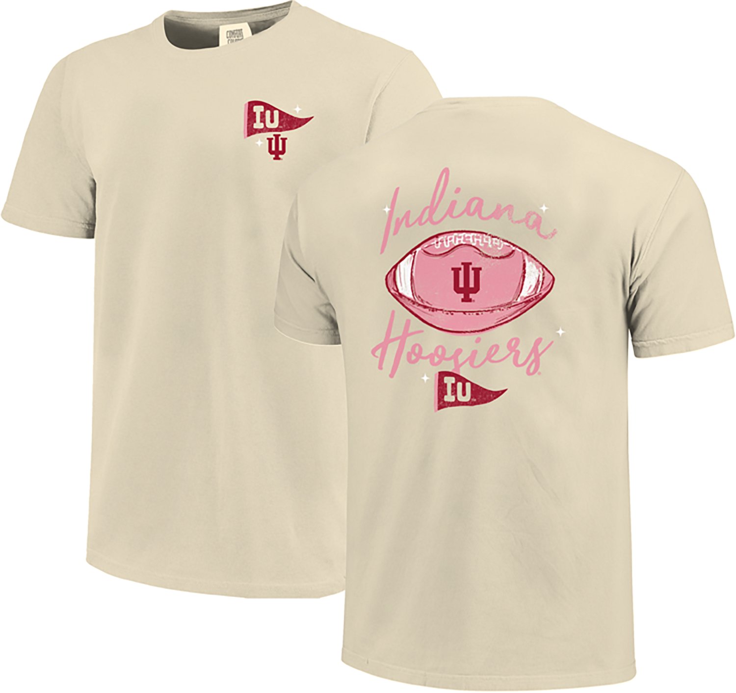 Image One Women's Indiana University Football Sketch Script Comfort Colors Short Sleeve T-shirt - view number 3