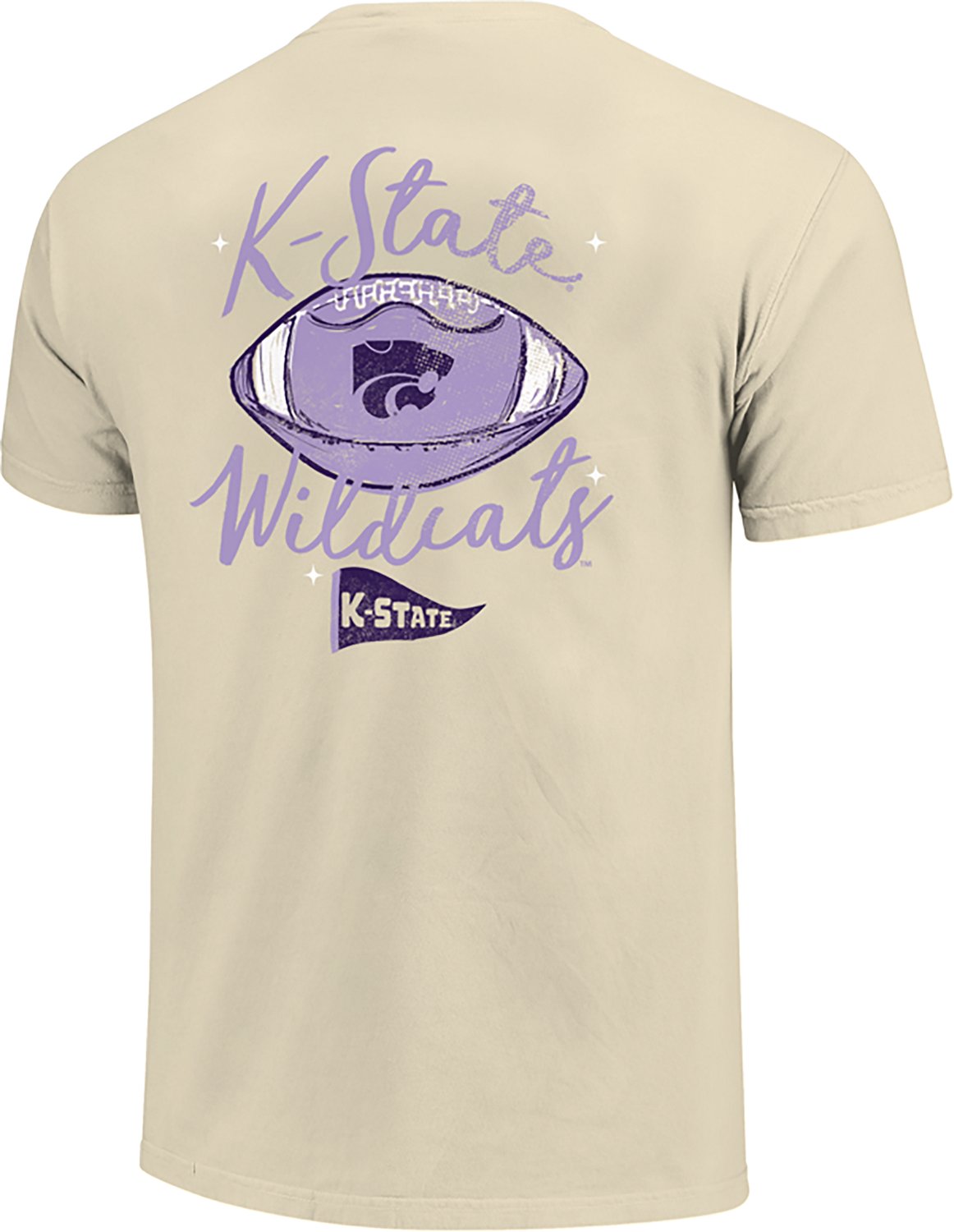 Image One Women's Kansas State University Football Sketch Script Comfort Colors Short Sleeve T-shirt