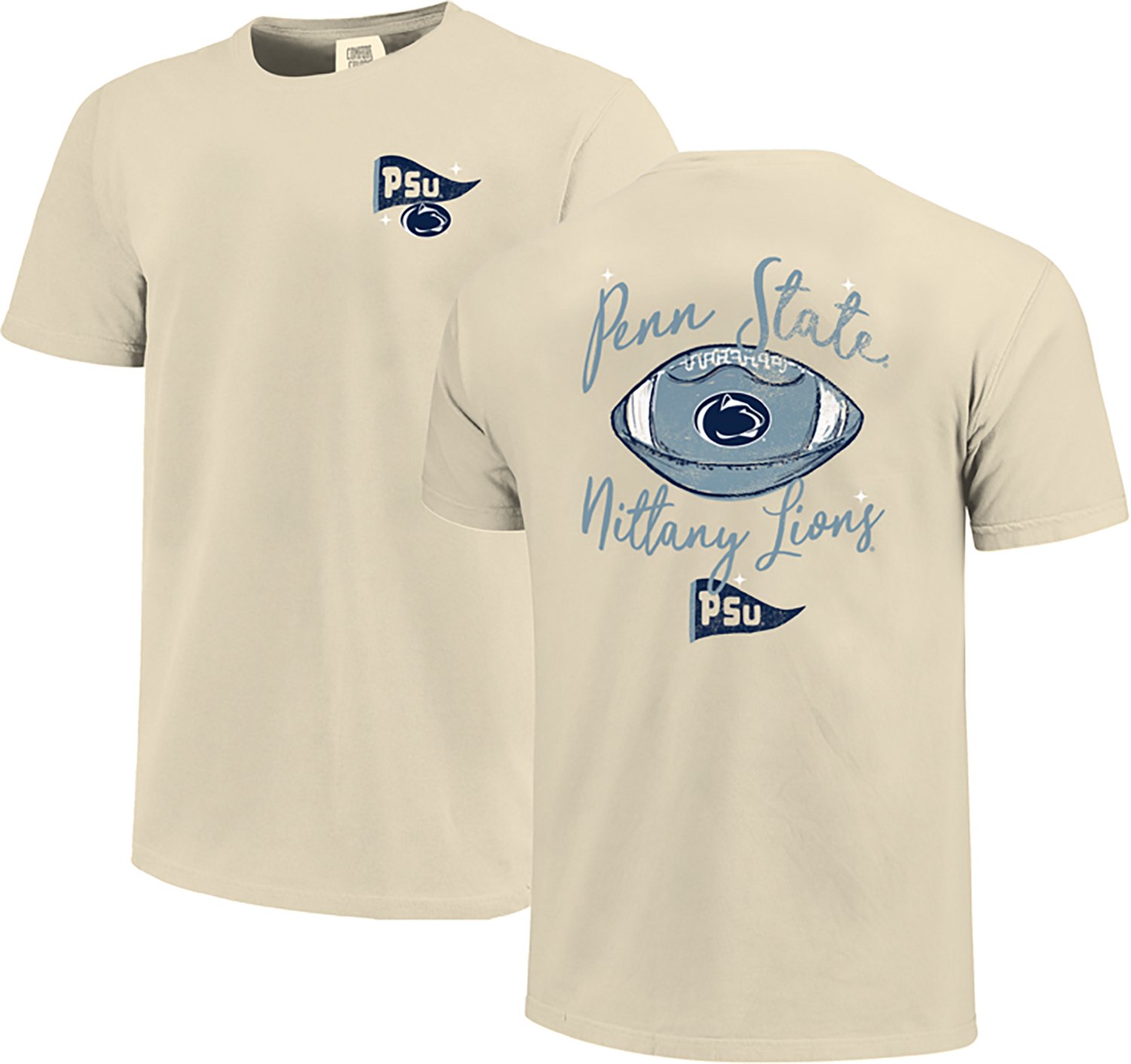 Image One Women's Penn State Nittany Lions Football Sketch Script Comfort Colors T-Shirt - view number 3