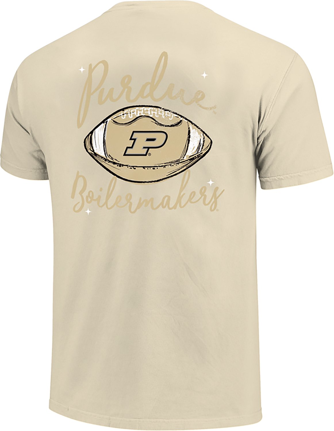 Image One Women's Purdue Boilermakers Football Sketch Script Comfort Colors T-Shirt
