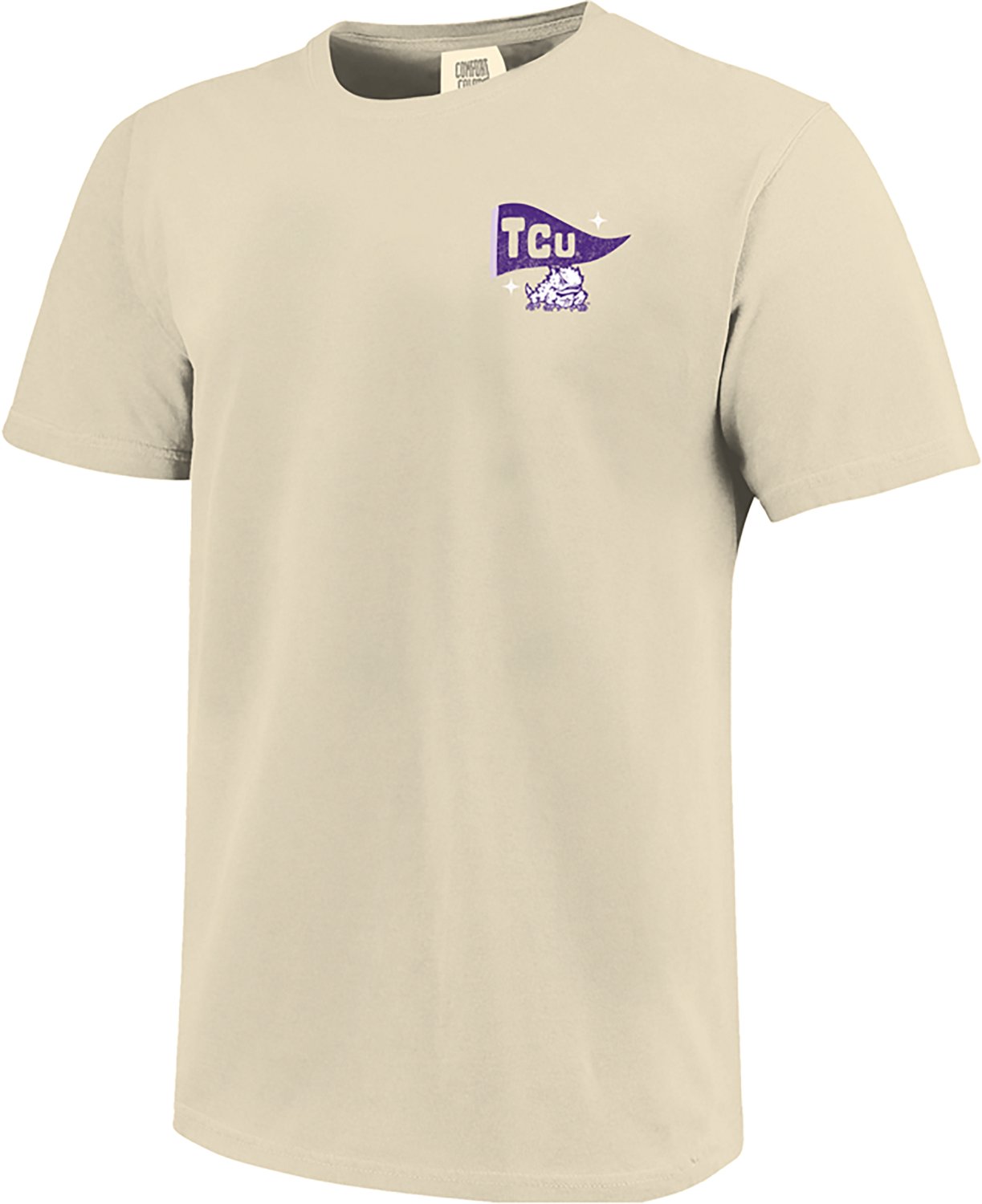 Image One Women's TCU Horned Frogs Football Sketch Script Comfort Colors T-Shirt - view number 2