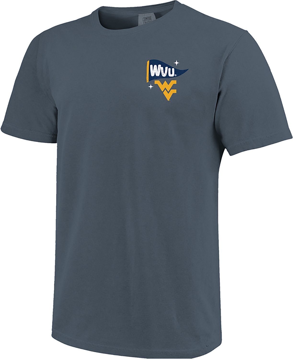 Image One Women's West Virginia Mountaineers Football Sketch Script Comfort Colors T-Shirt - view number 2