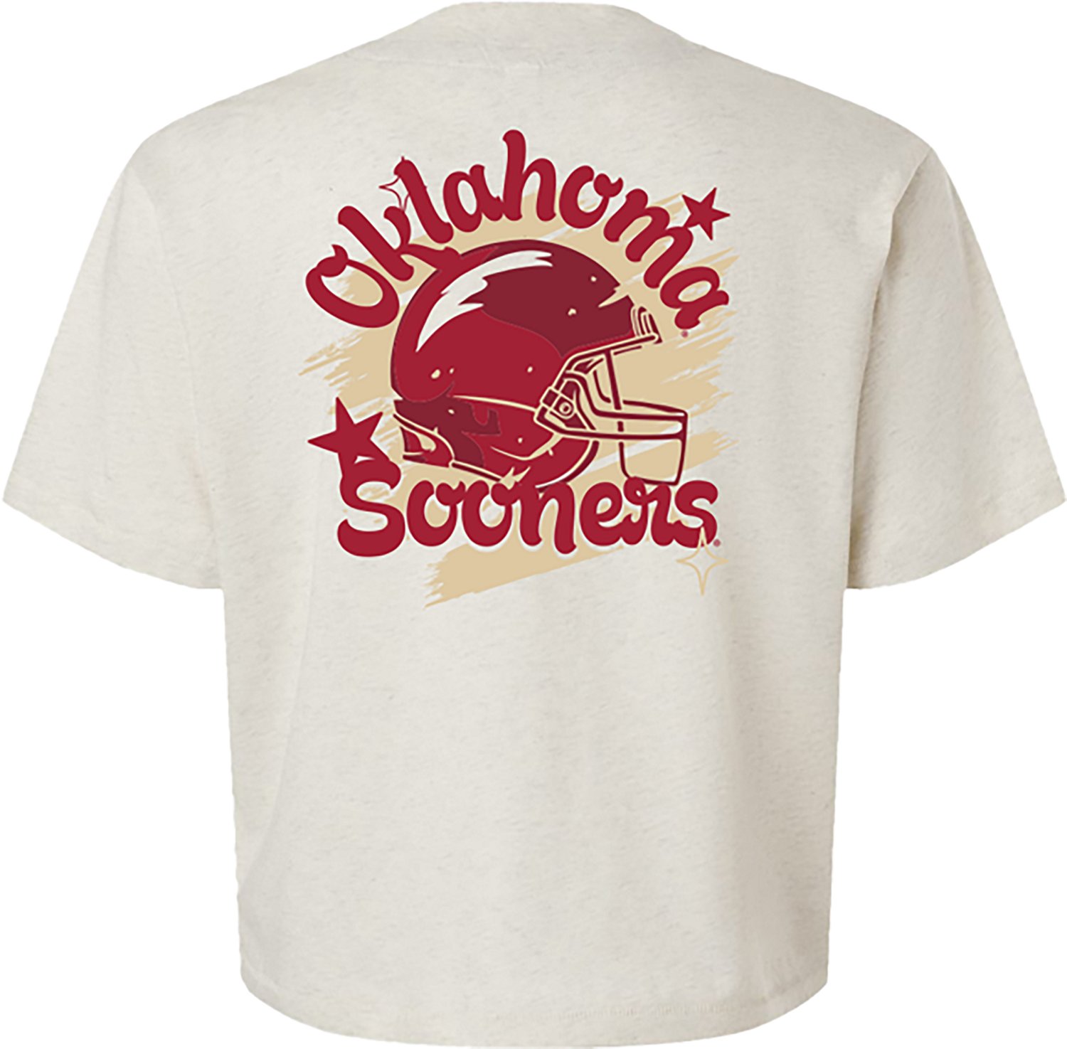 Image One Women's University of Oklahoma Groovy Helmet Boxy Graphic T-shirt